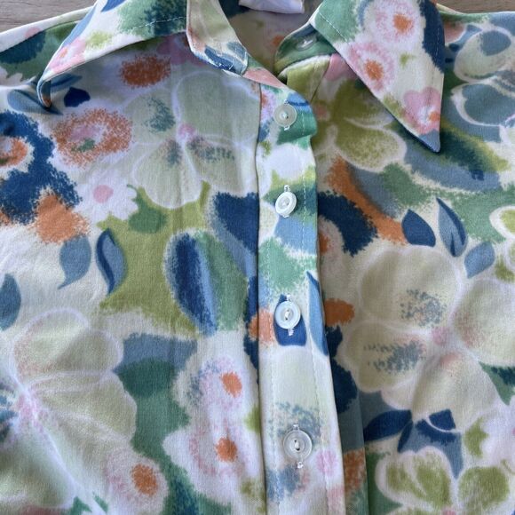 Vintage 1970’s Collared Long Sleeve Snap Bodysuit Women’s Small Floral Retro - Picture 6 of 8